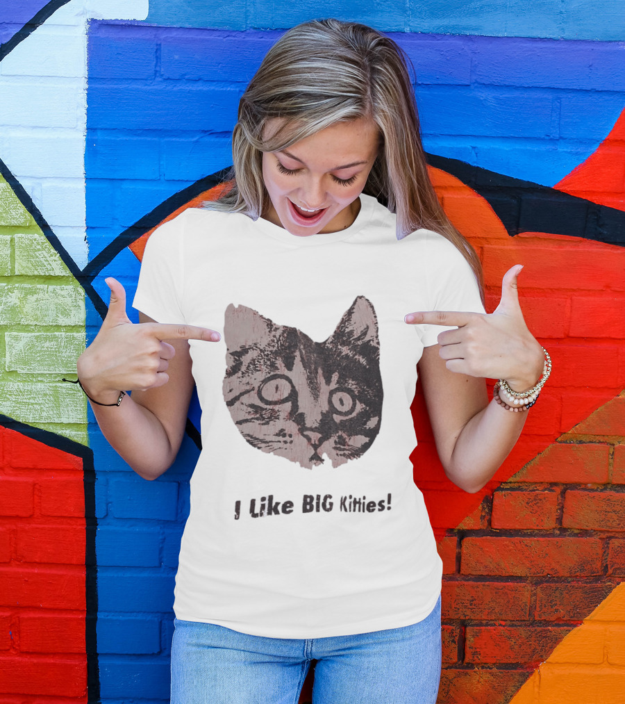 I Like Big Kitties Cat Lover Feline Enthusiast Funny Display T-Shirt
