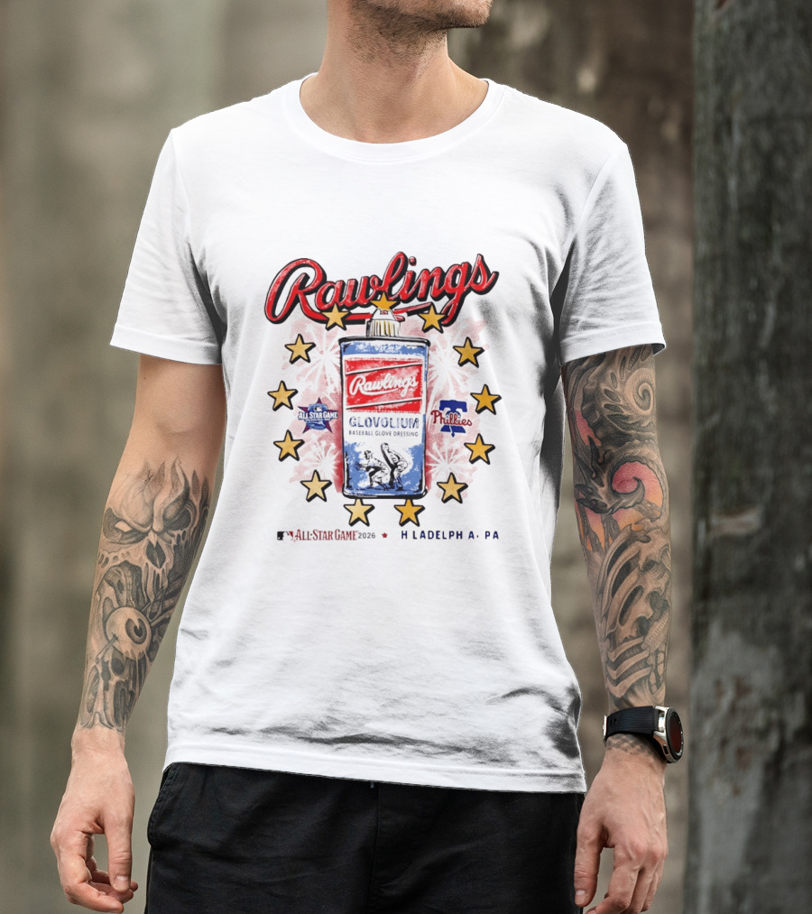 Rawlings Glovolium Baseball Glove Dressing 2026 MLB All Star Game Philadelphia PA Phillies T-Shirt