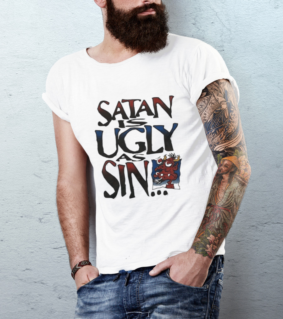 Satan Is Ugly As Sin Red Cartoon T-Shirt