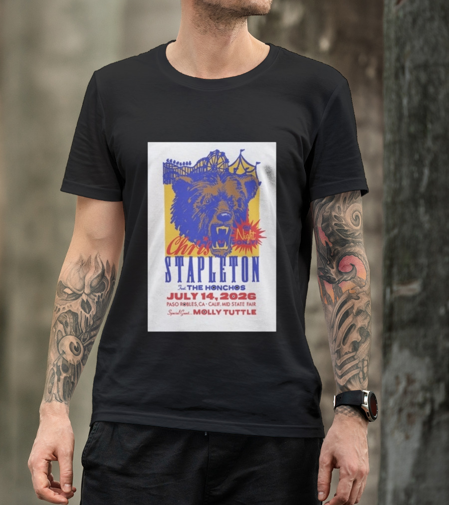 Chris Stapleton Live Concert Paso Robles CA July 14 2026 Featuring The Honchos Special Guest Molly Tuttle T-Shirt