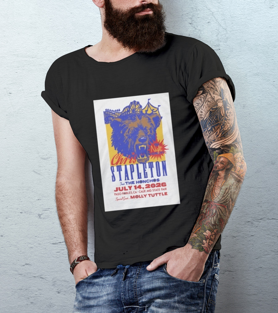 Chris Stapleton Live Concert Paso Robles CA July 14 2026 Featuring The Honchos Special Guest Molly Tuttle T-Shirt