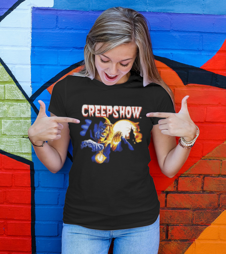 Creepshow Skeleton Holding Pocket With Horror Movie T-Shirt