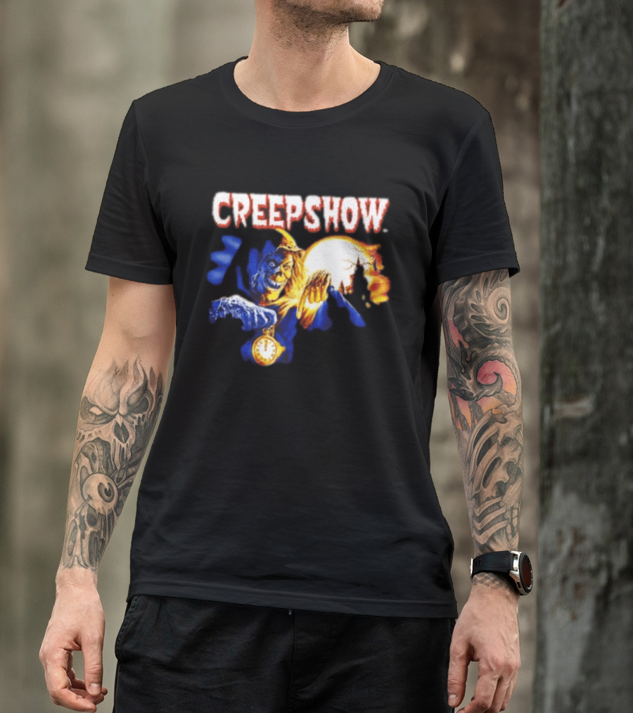 Creepshow Skeleton Holding Pocket With Horror Movie T-Shirt