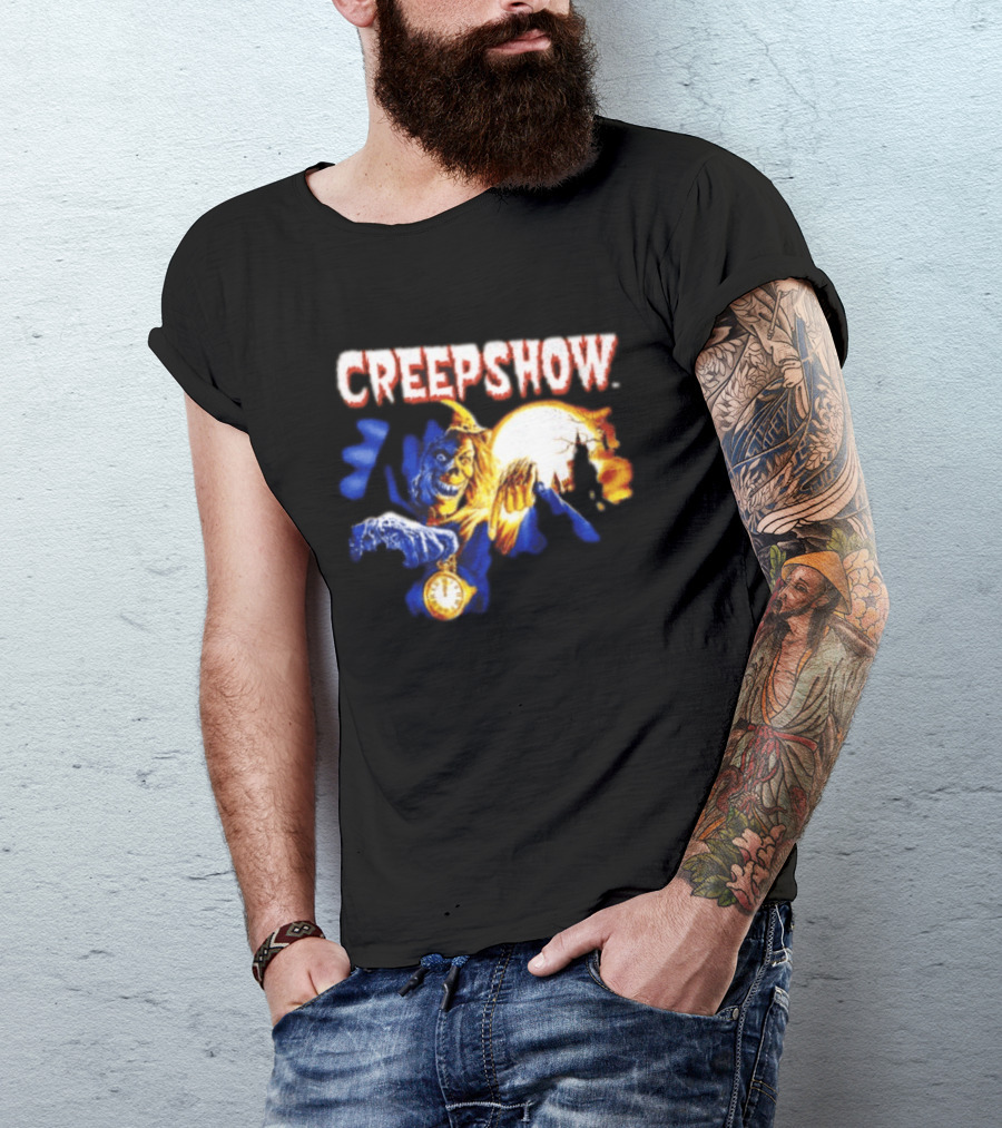 Creepshow Skeleton Holding Pocket With Horror Movie T-Shirt