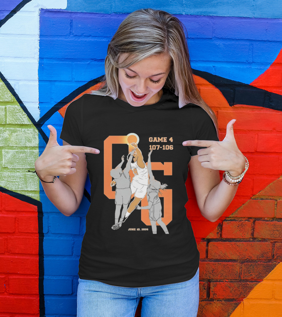 Game 4 107 106 June 10 2026 Basketball Player Dunk Action T-Shirt