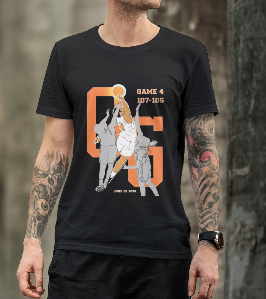 Game 4 107 106 June 10 2026 Basketball Player Dunk Action T-Shirt