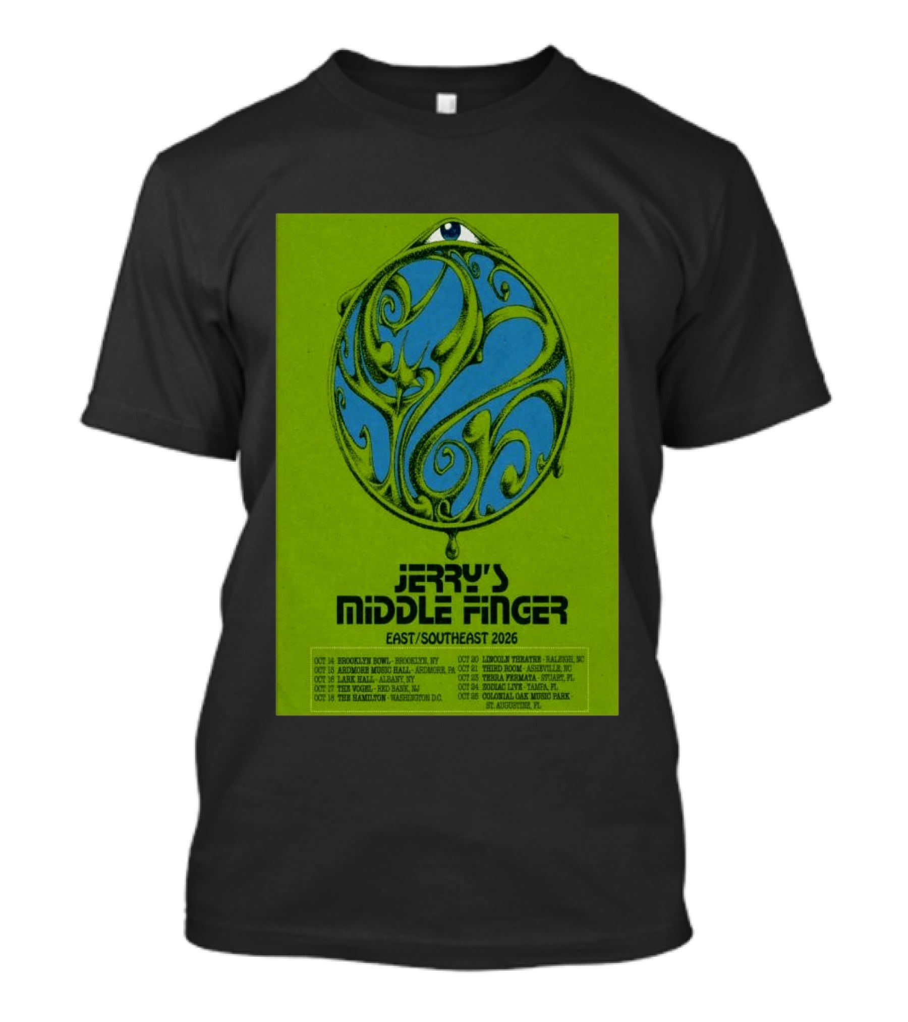 Jerry's Middle Finger East Southeast 2026 Tour Dates With Artistic Eye T-Shirt