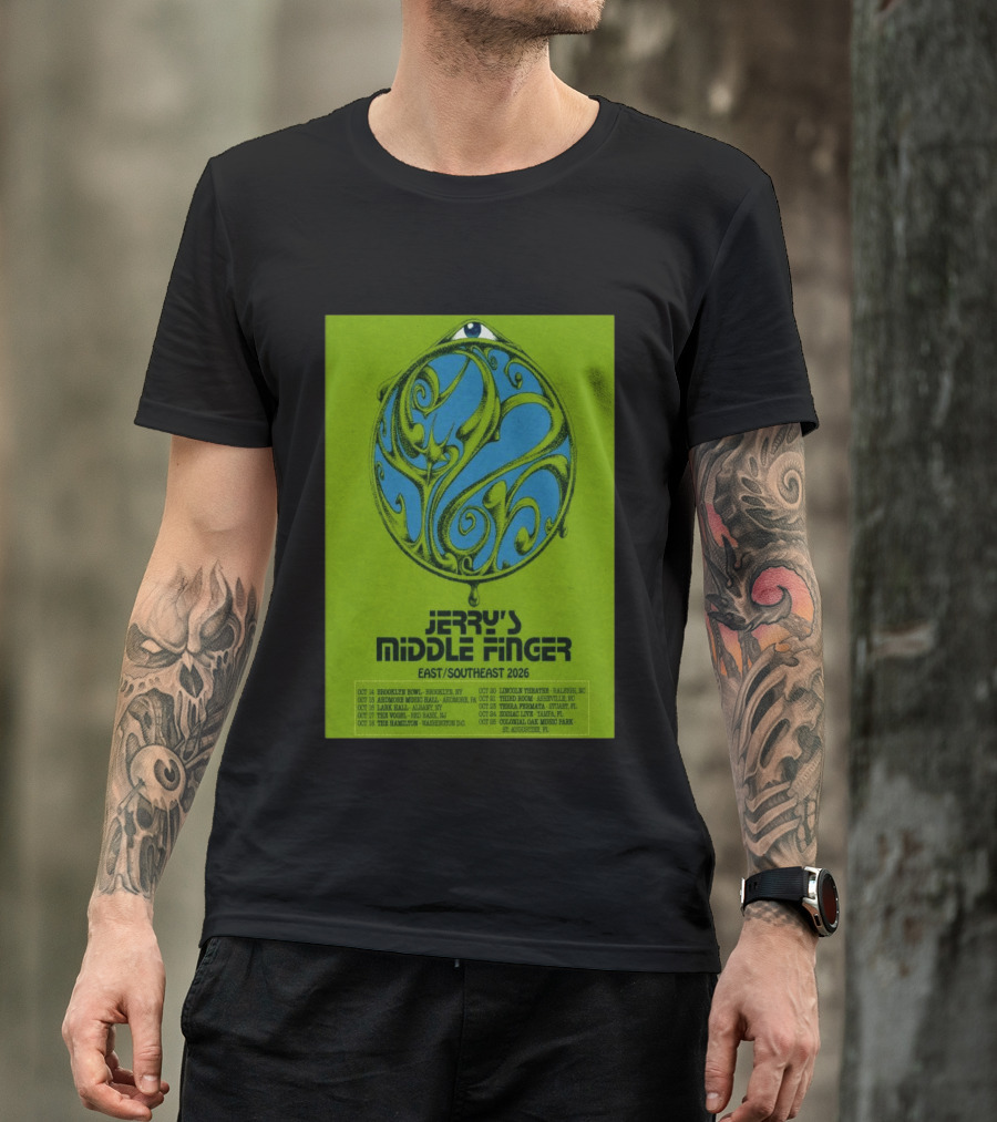 Jerry's Middle Finger East Southeast 2026 Tour Dates With Artistic Eye T-Shirt