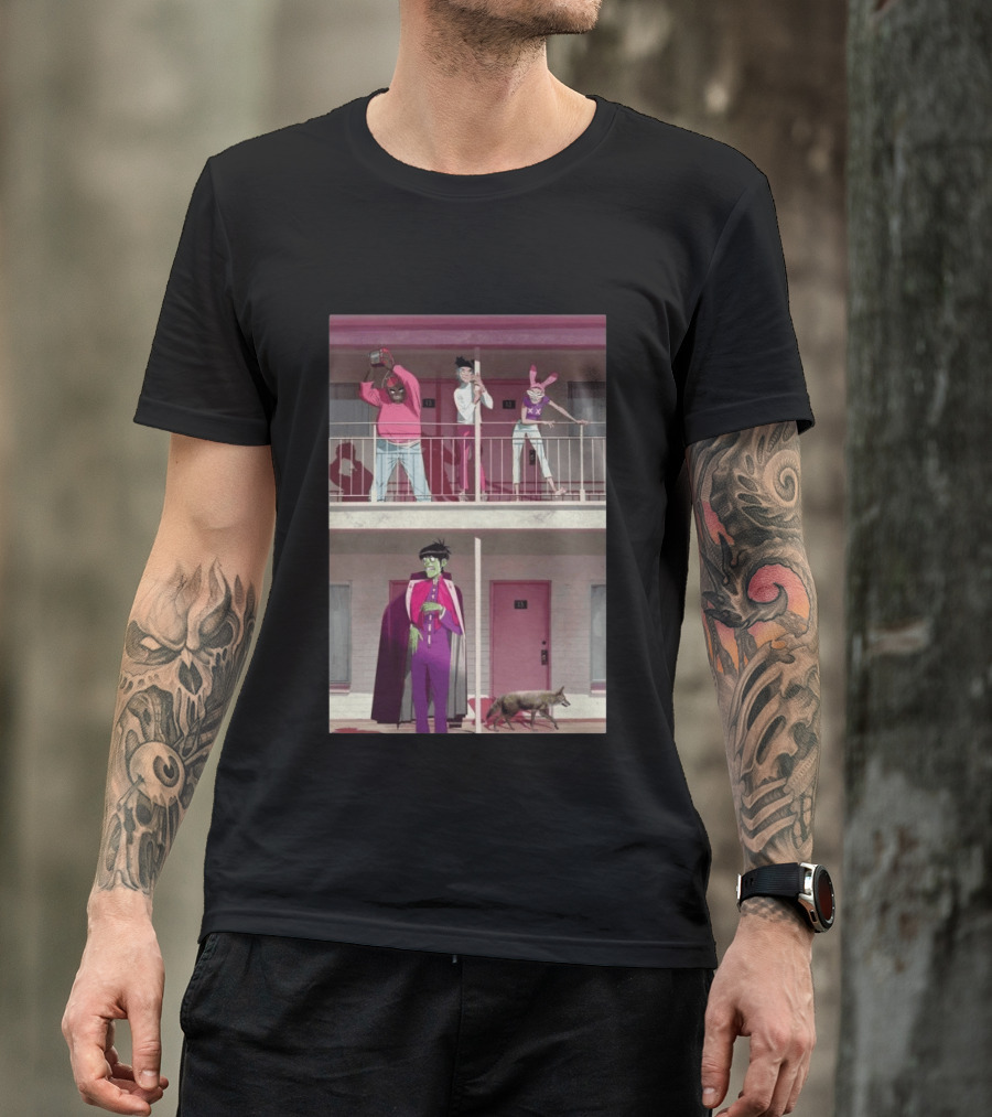 Gorillaz Motel Room 13 And 23 Anime Style Character Scene T-Shirt
