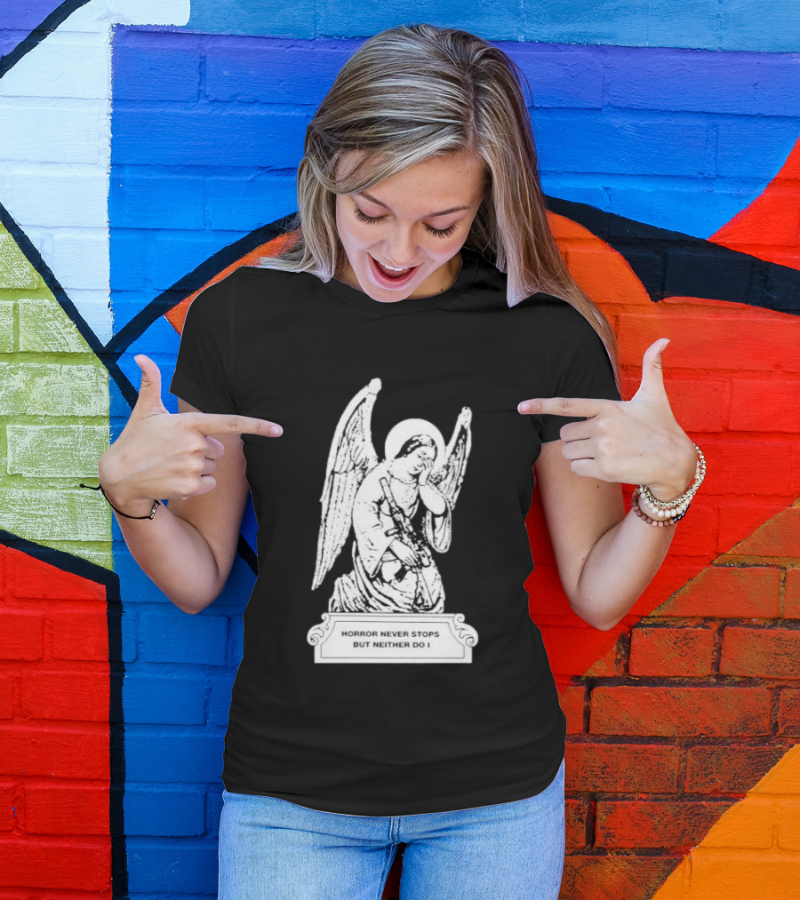 Horror Never Stops Angel With Rifle Resilience T-Shirt