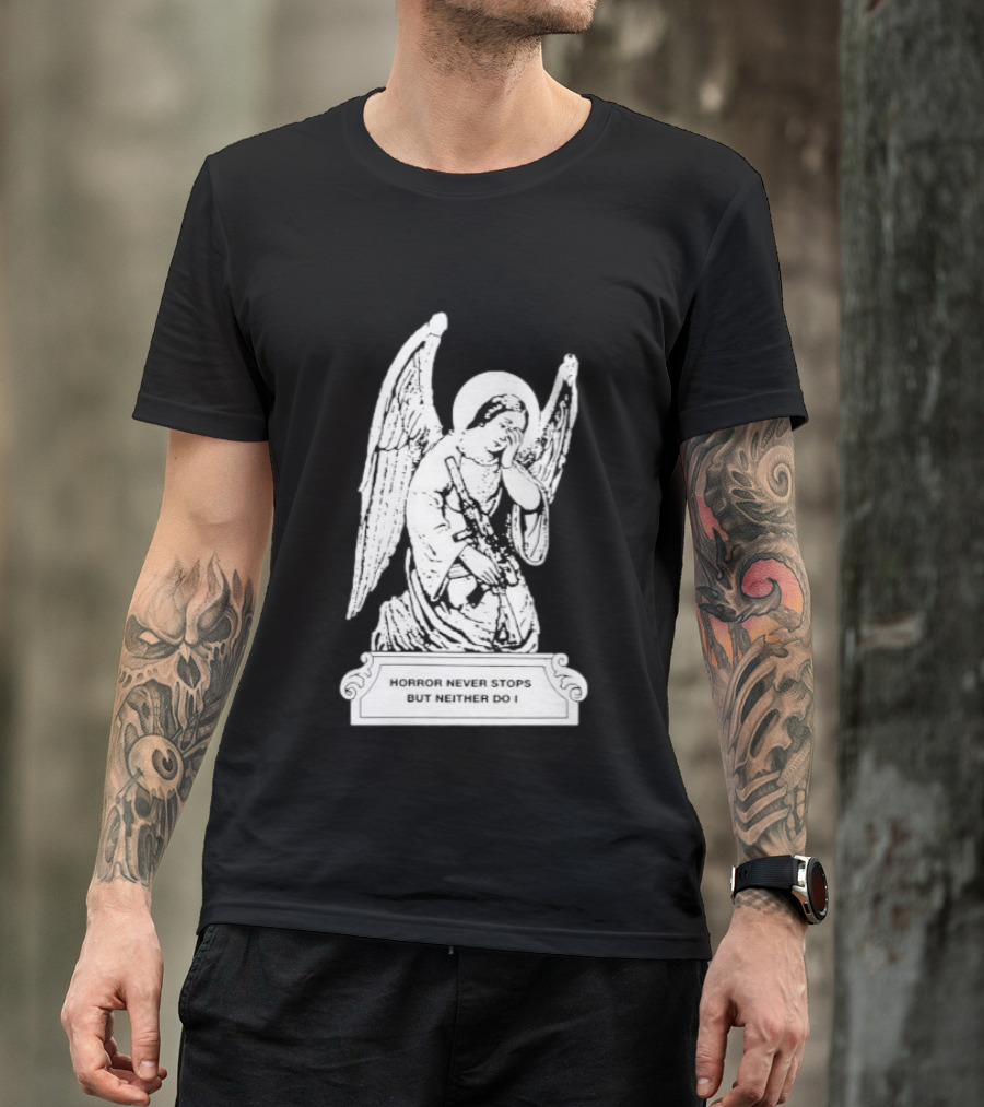 Horror Never Stops Angel With Rifle Resilience T-Shirt