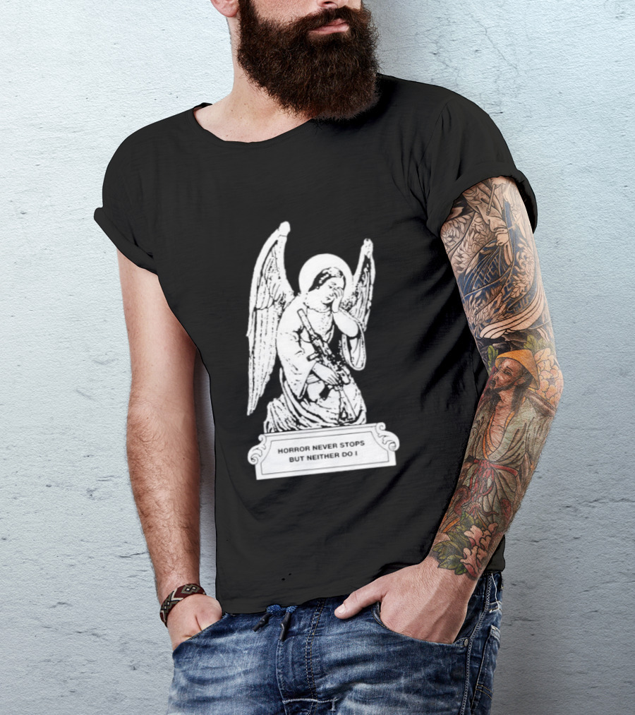 Horror Never Stops Angel With Rifle Resilience T-Shirt