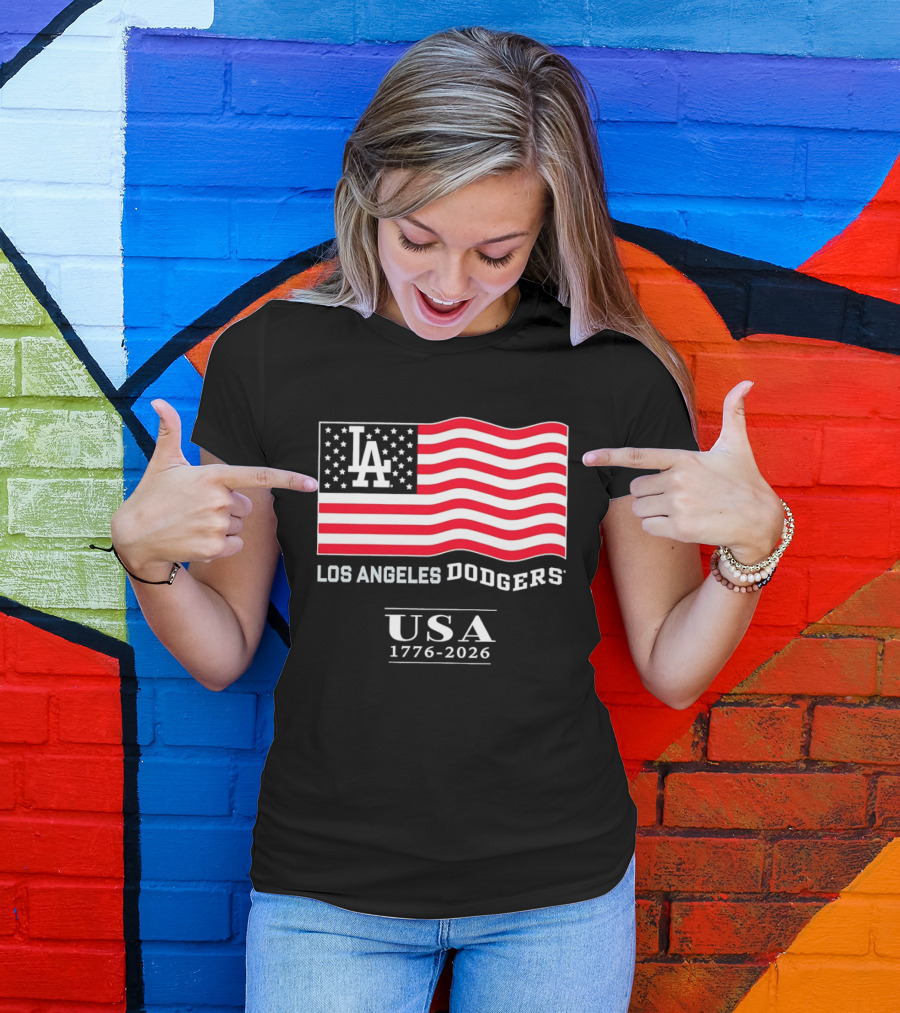 Los Angeles Dodgers USA Flag 1776 2026 T-Shirt