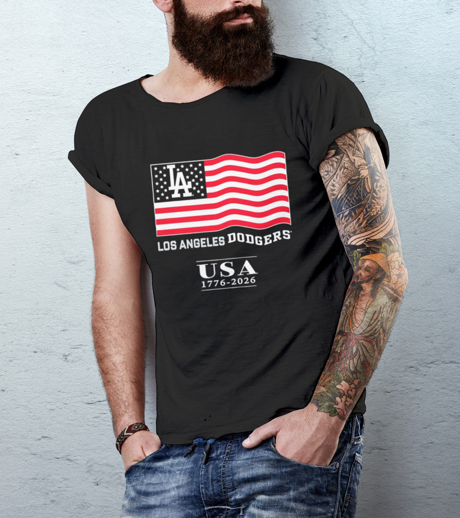 Los Angeles Dodgers USA Flag 1776 2026 T-Shirt