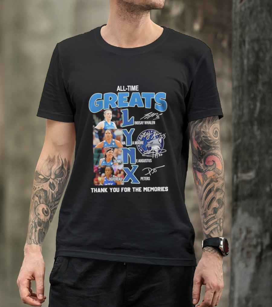 Minnesota Lynx All Time Greats Thank You For The Memories Signatures T-Shirt