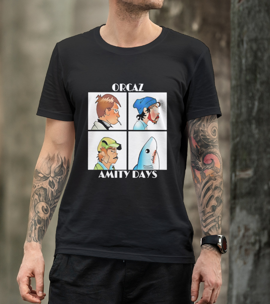 Orcaz Amity Days Four Grid Shark Bite Album Cover T-Shirt