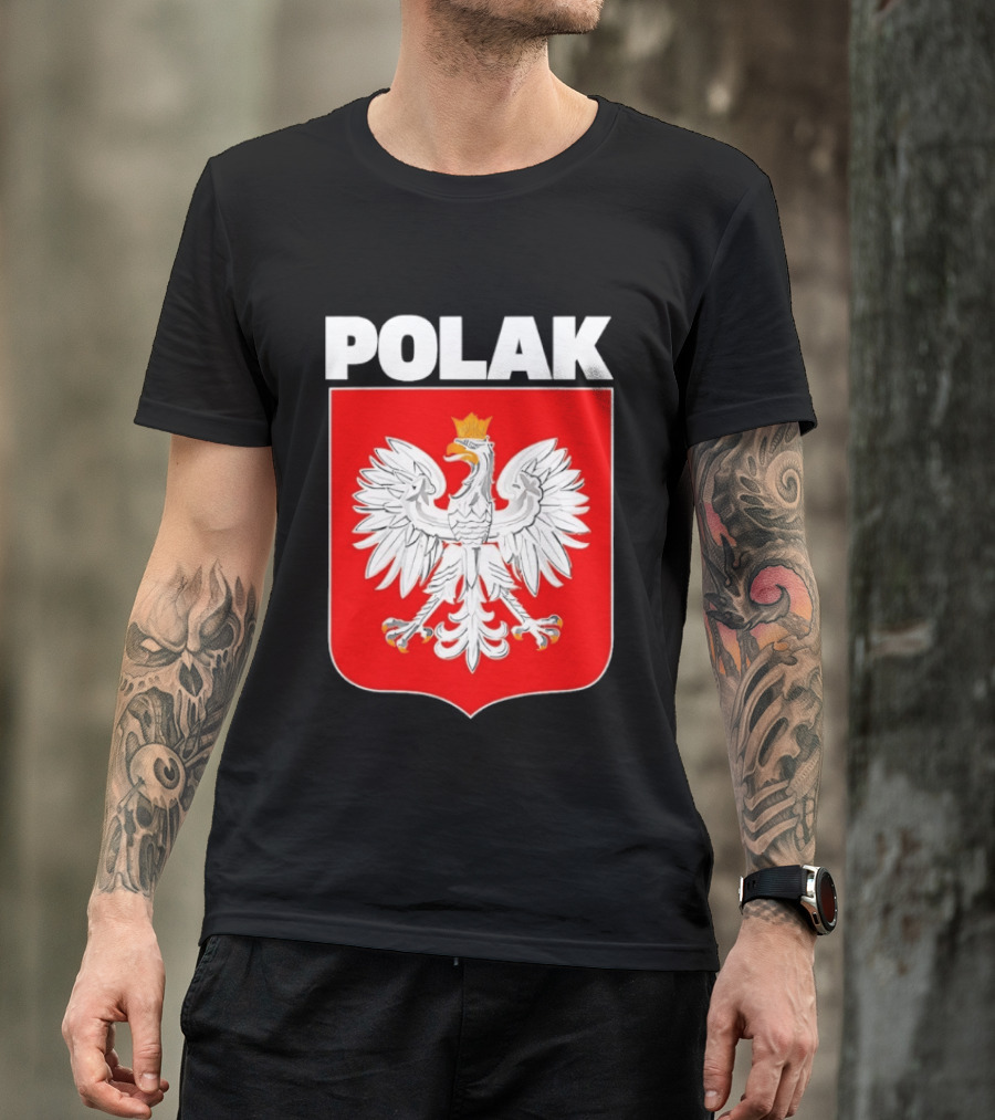 Polak Polish Eagle Emblem White Text Red T-Shirt