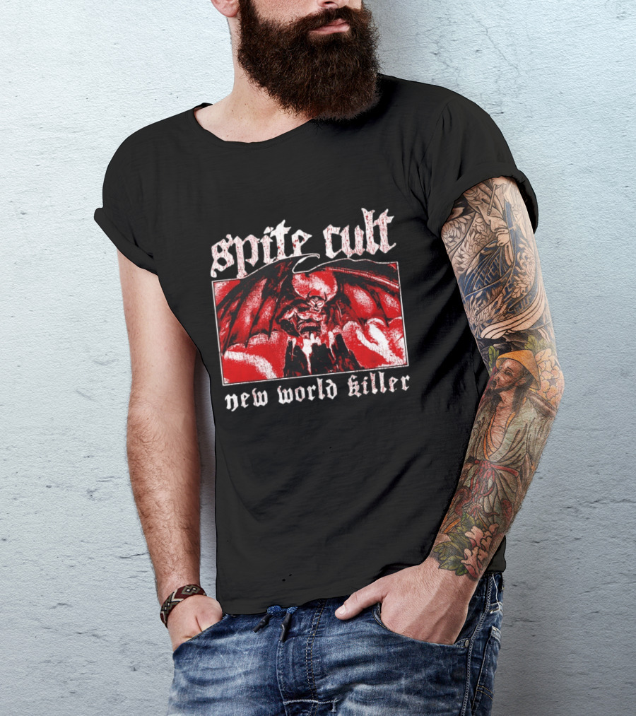 Spite Cult Horned Demon Spreading Wings On Mountain New World Killer T-Shirt