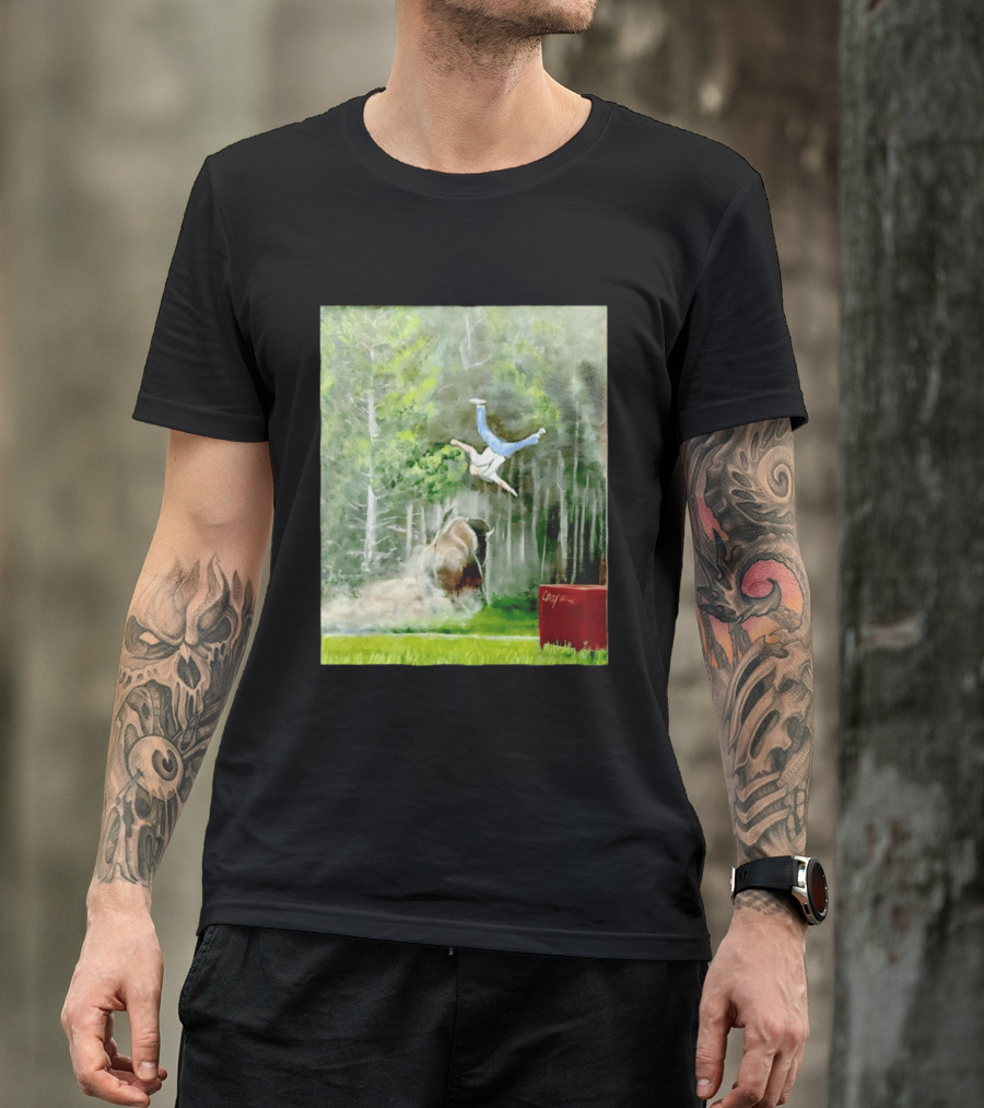 Sportman Epic Bison Attack Wildlife Painting T-Shirt