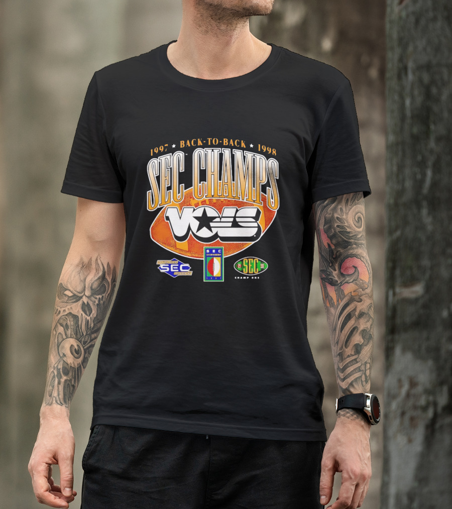 Tennessee Volunteers Vols SEC Champs Back To Back 1997 1998 Football Southeastern Conference Championship T-Shirt