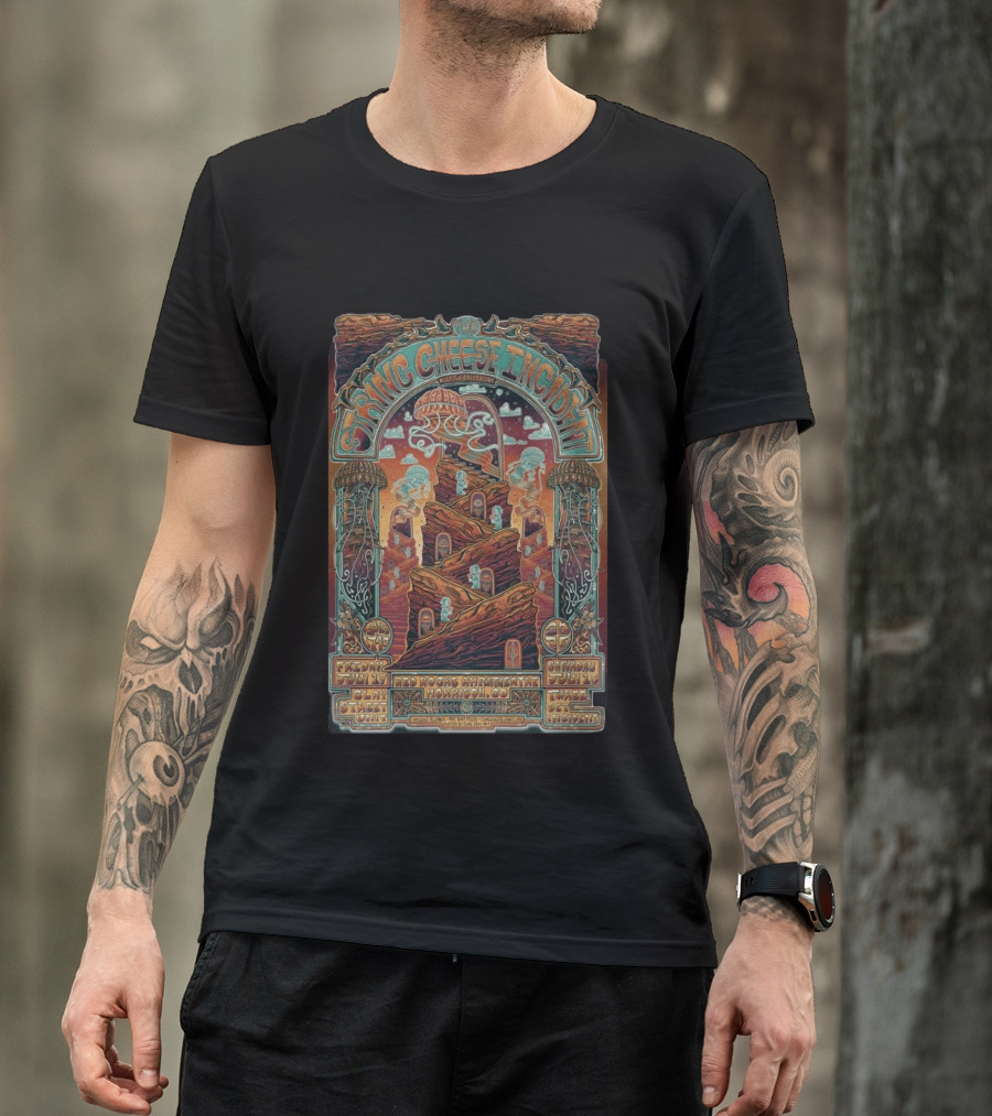 String Cheese Incident Red Rocks Amphitheatre July 2026 Tour Morrison CO Art By Nate Duval T-Shirt