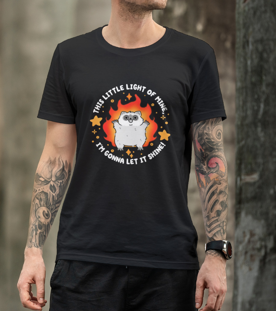 This Little Light Of Mine Raccoon I'm Gonna Let It Shine Stars Flame T-Shirt