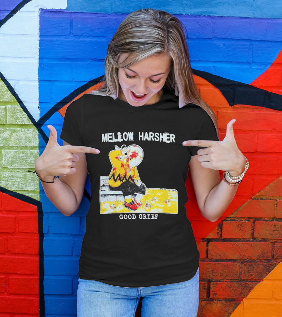 Mellow Harsher Good Grief Charlie Brown Drinking Image T-Shirt