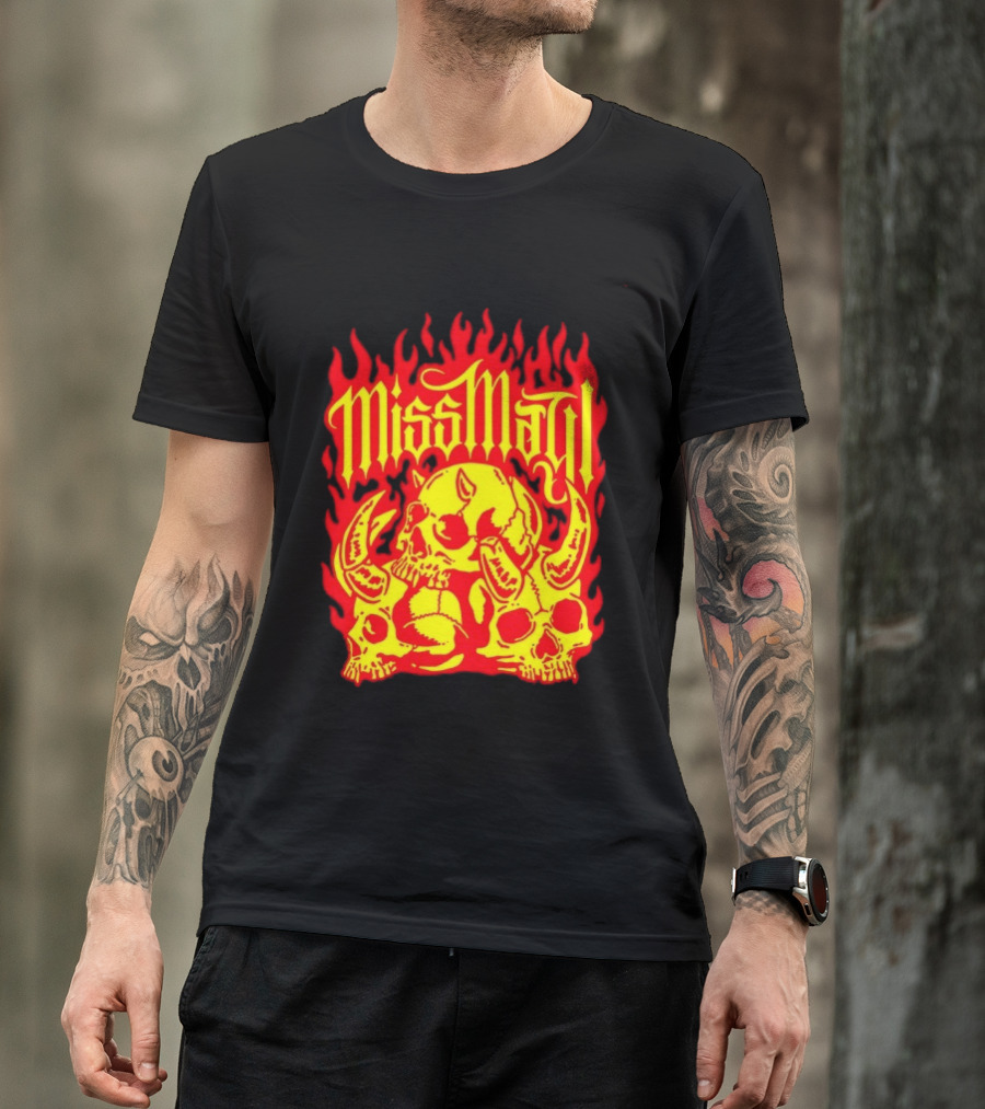 Miss May I Flaming Skulls Fire Metalcore Band T-Shirt