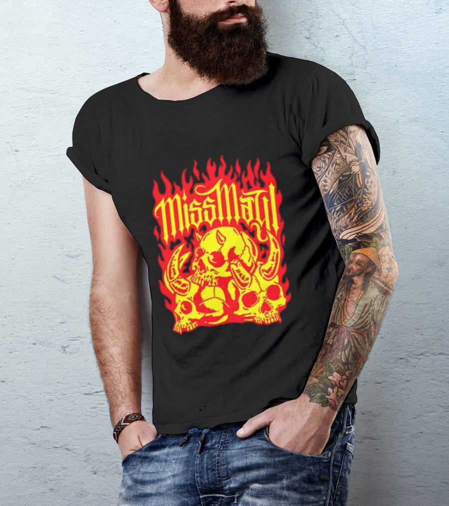 Miss May I Flaming Skulls Fire Metalcore Band T-Shirt
