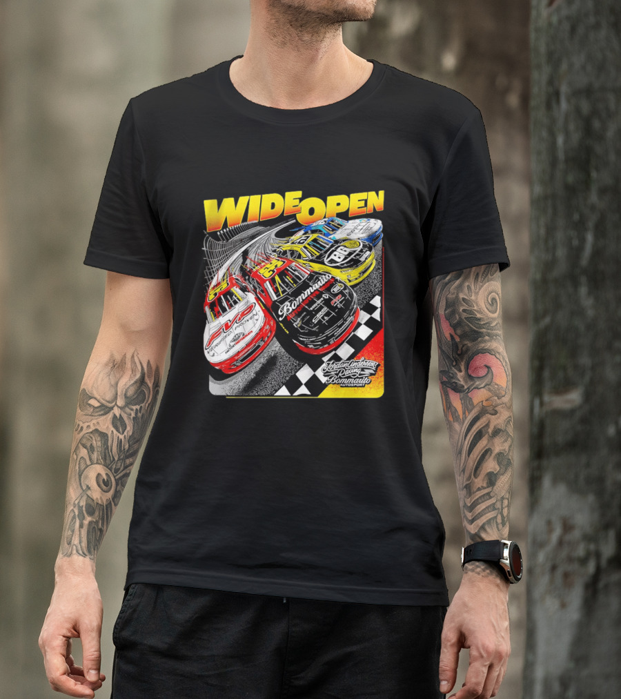 Wide Open Jordan Anderson Racing Bommarito Autosport Race Cars Checkered Track T-Shirt