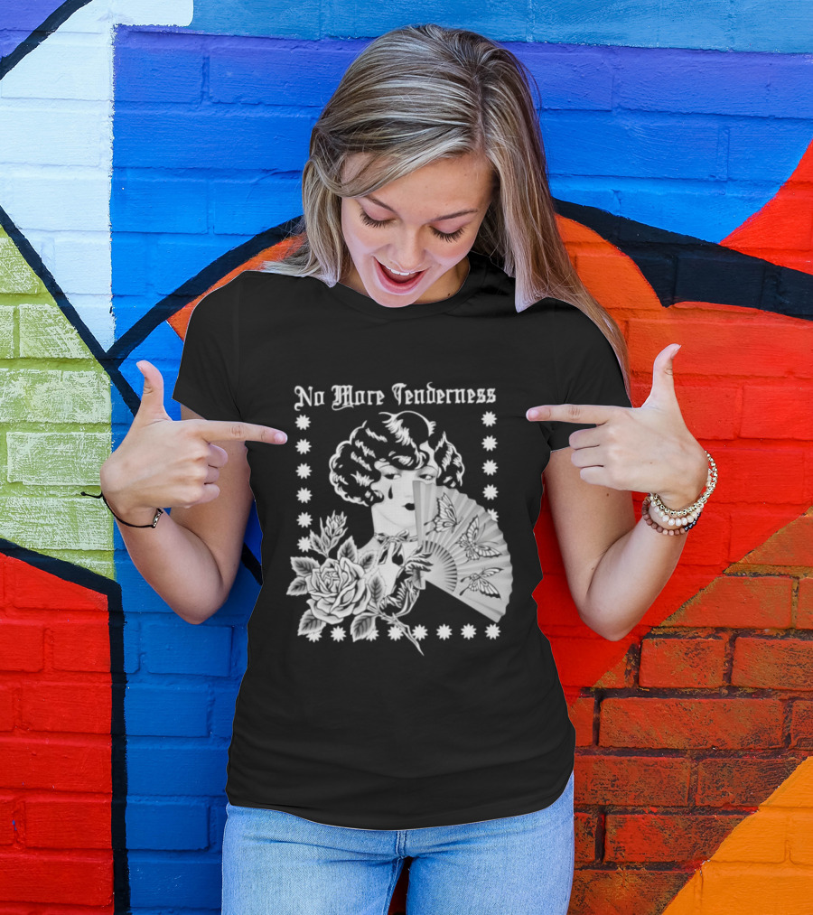 No More Tenderness Gothic Deco Rose Face Fan Butterfly T-Shirt