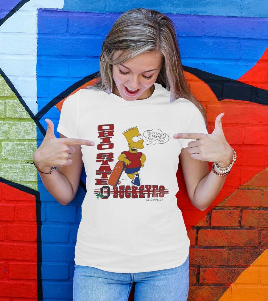 Ohio State Buckeyes Bart Simpson Numero Uno Man Skateboard T-Shirt