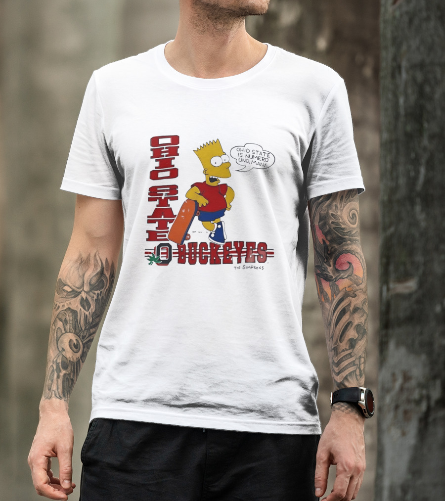 Ohio State Buckeyes Bart Simpson Numero Uno Man Skateboard T-Shirt