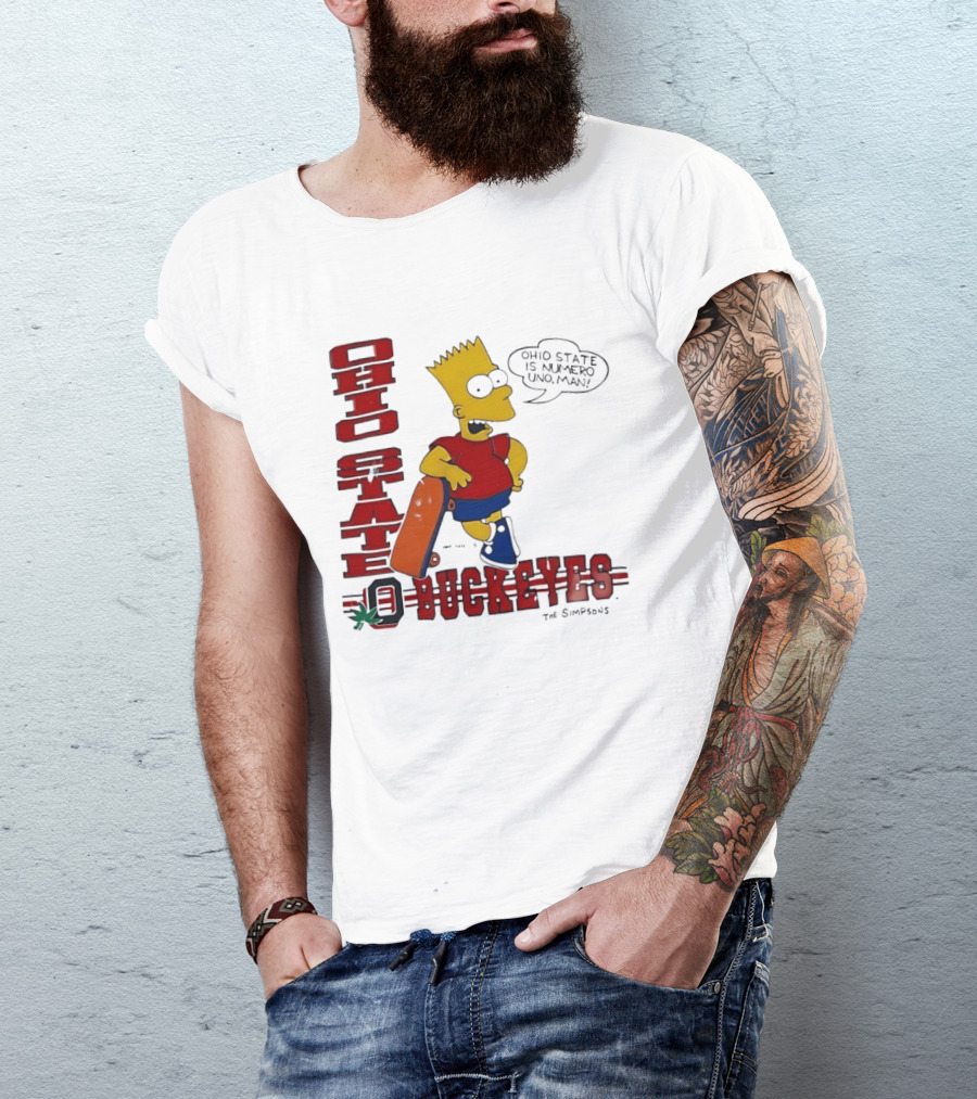 Ohio State Buckeyes Bart Simpson Numero Uno Man Skateboard T-Shirt