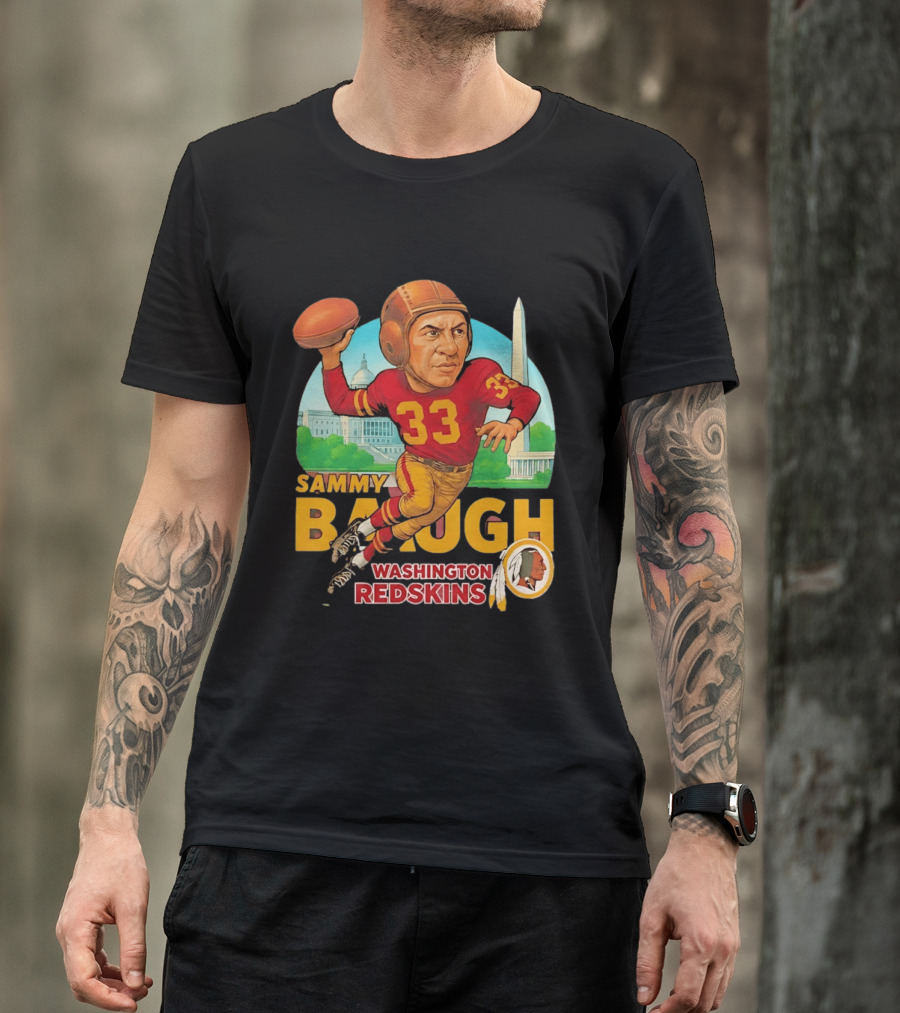 Sammy Baugh Washington Redskins Caricature Number 33 Football Legend T-Shirt