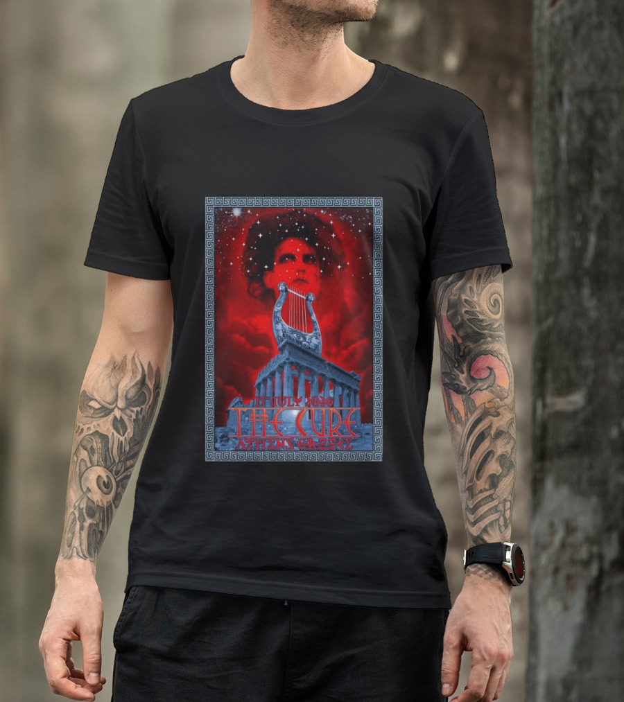 The Cure Athens Greece July 15 2026 Concert Parthenon Lyre Stars T-Shirt