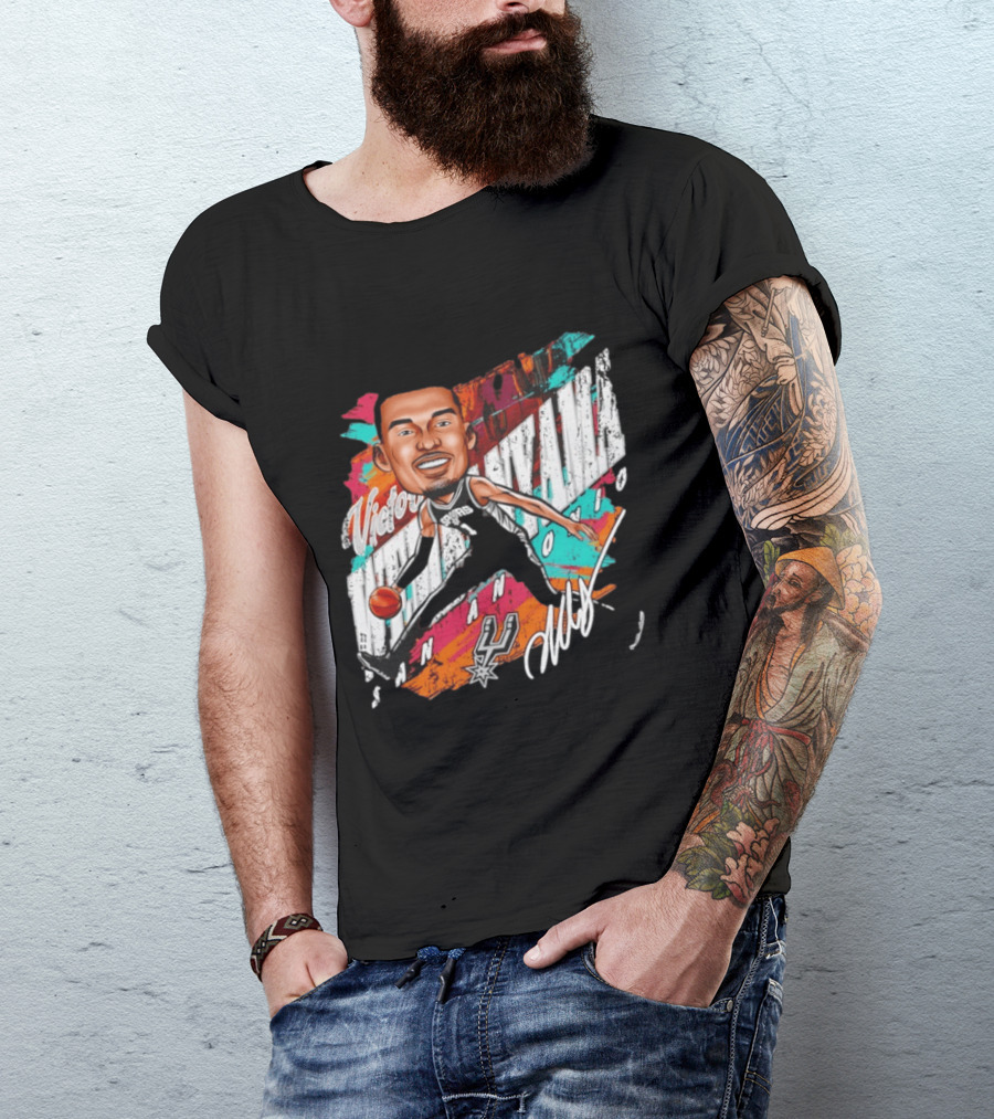 Victor Wembanyama San Antonio Spurs Basketball Cartoon T-Shirt