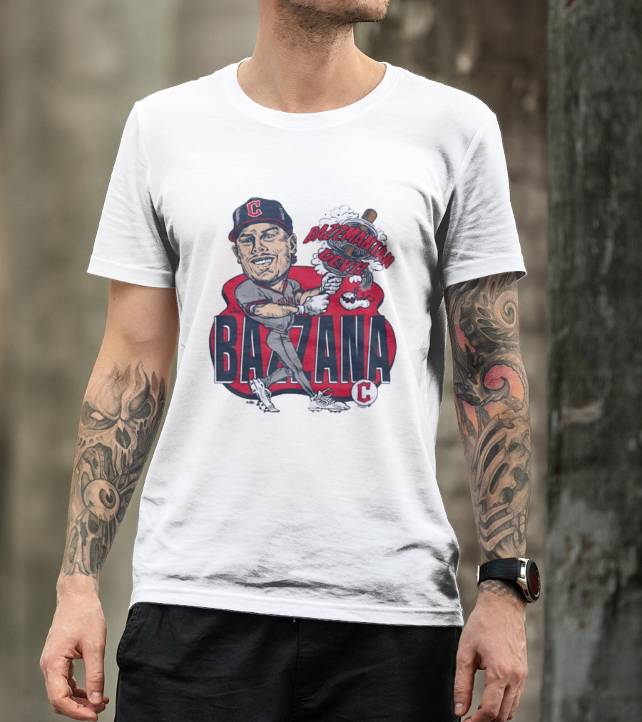 Bazzana Bazzmanian Devil Cleveland Guardians Caricature Baseball Player T-Shirt