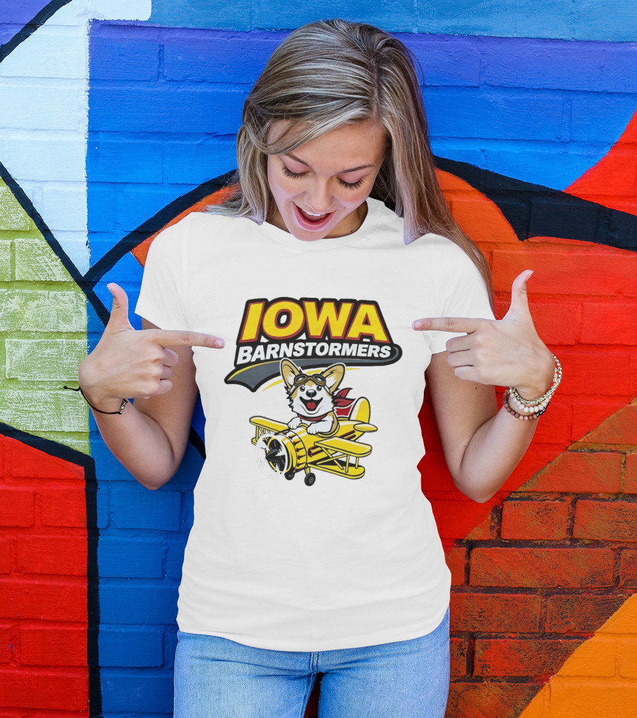 Iowa Barnstormers Corgi Pilot Airplane T-Shirt