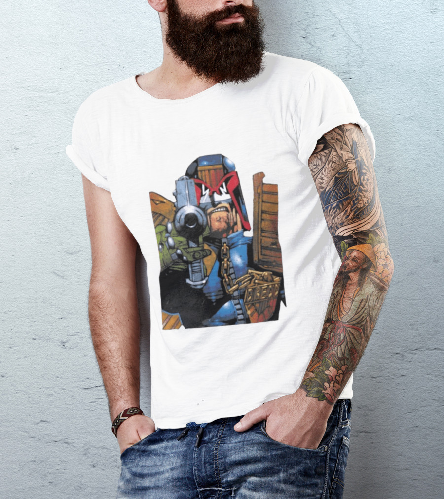 Judge Dredd 2000 AD Comic Book Character With Iconic Outfit T-Shirt
