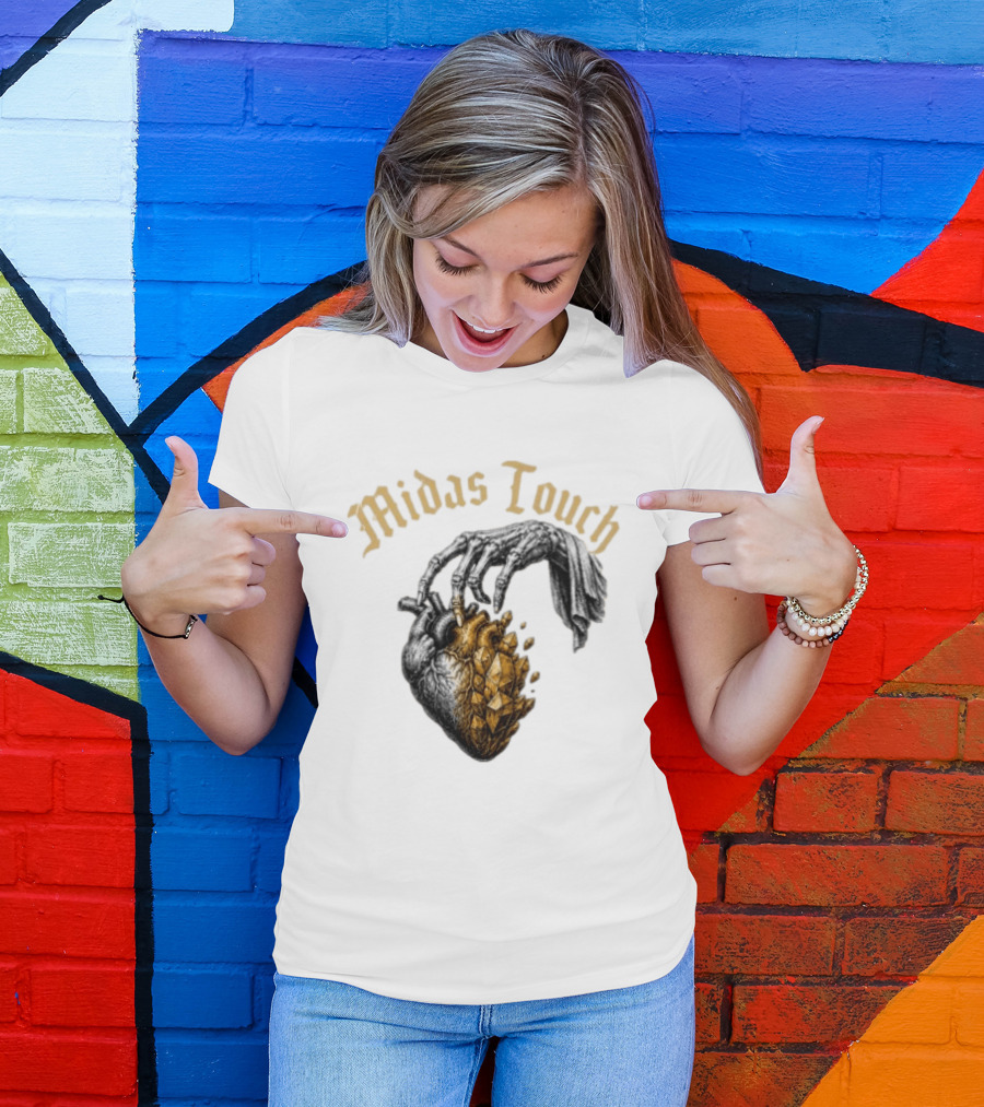 Midas Touch Skeleton Hand Crystal Heart T-Shirt