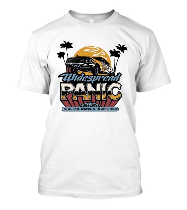 Widespread Panic California Tour 2026 Oakland Sacramento Los Angeles July Dates Retro Car Sunset T-Shirt