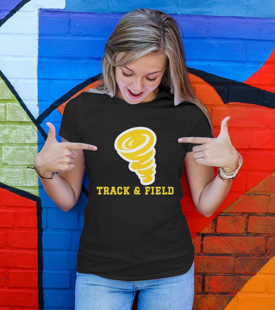 Tornado Track And Field Yellow Swirl Team Athletics T-Shirt
