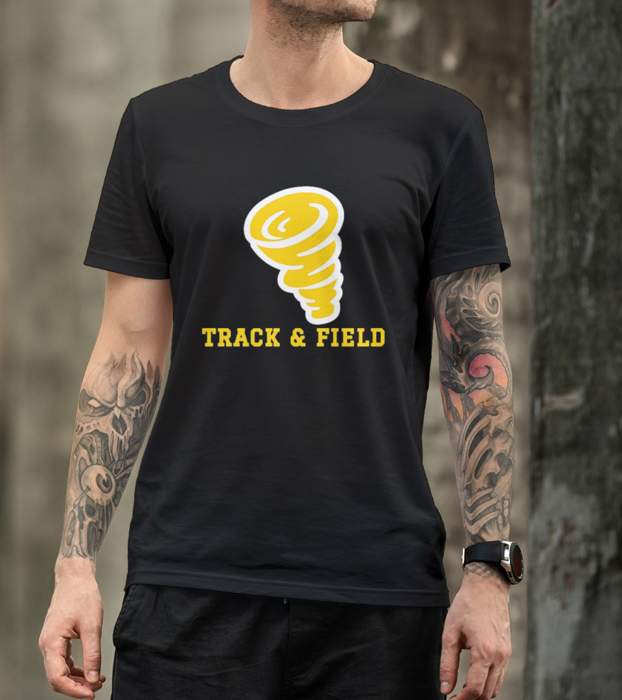 Tornado Track And Field Yellow Swirl Team Athletics T-Shirt