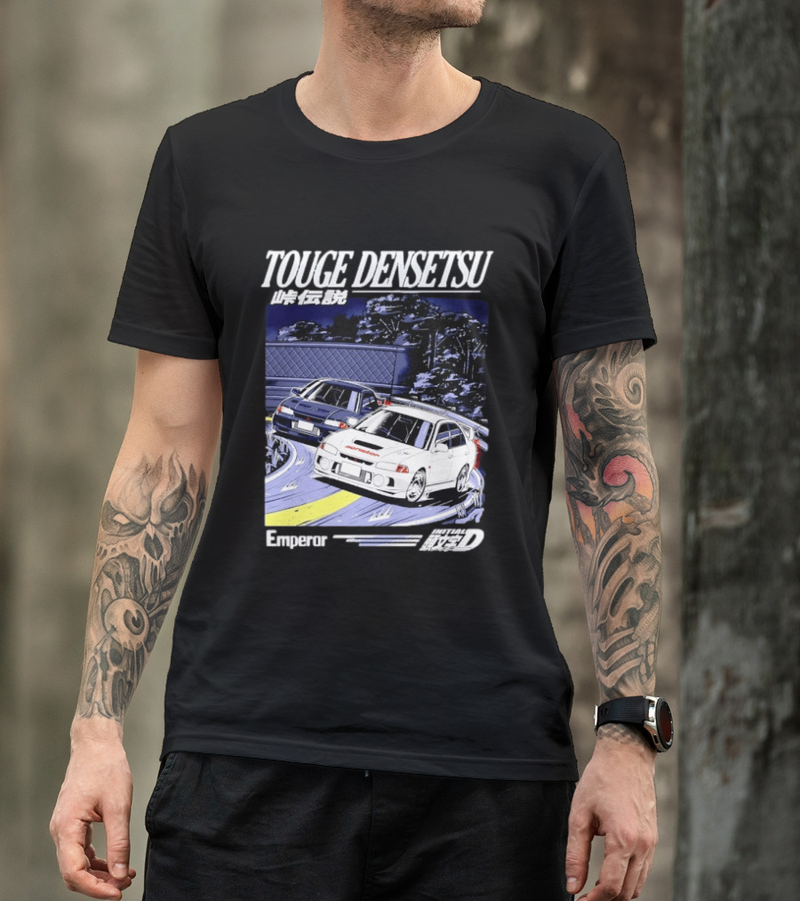 Touge Densetsu Emperor Initial D Mitsubishi Lancer Evolution Racing Scene T-Shirt