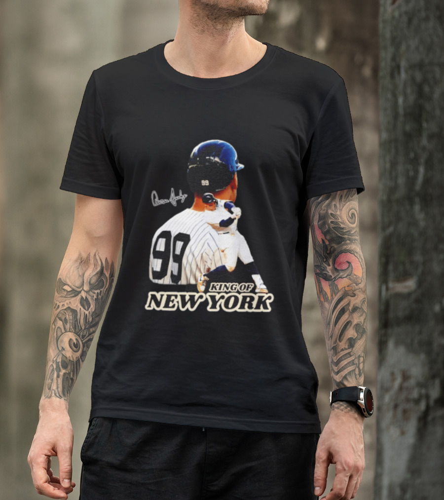 Aaron Judge 99 King Of New York Yankees Baseball Player Signed T-Shirt