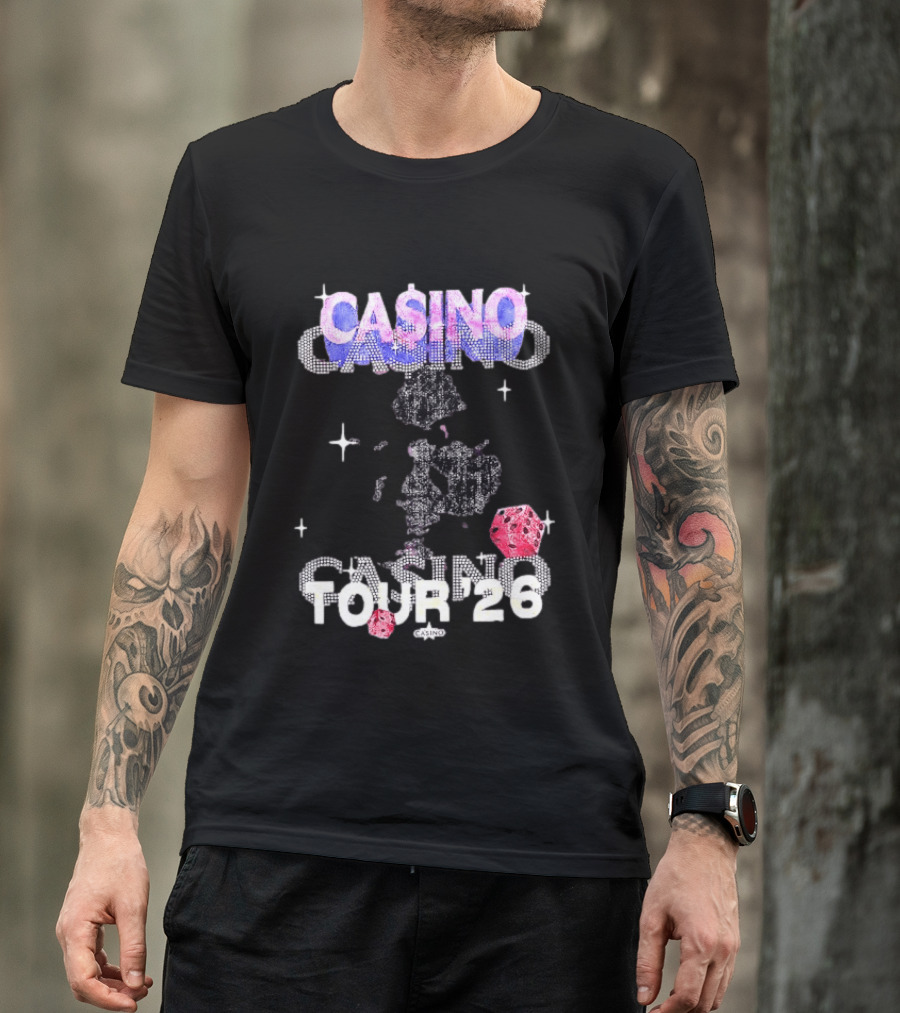 Casino Tour '26 Dice Gambling Las Vegas Sparkle Dice Stars T-Shirt