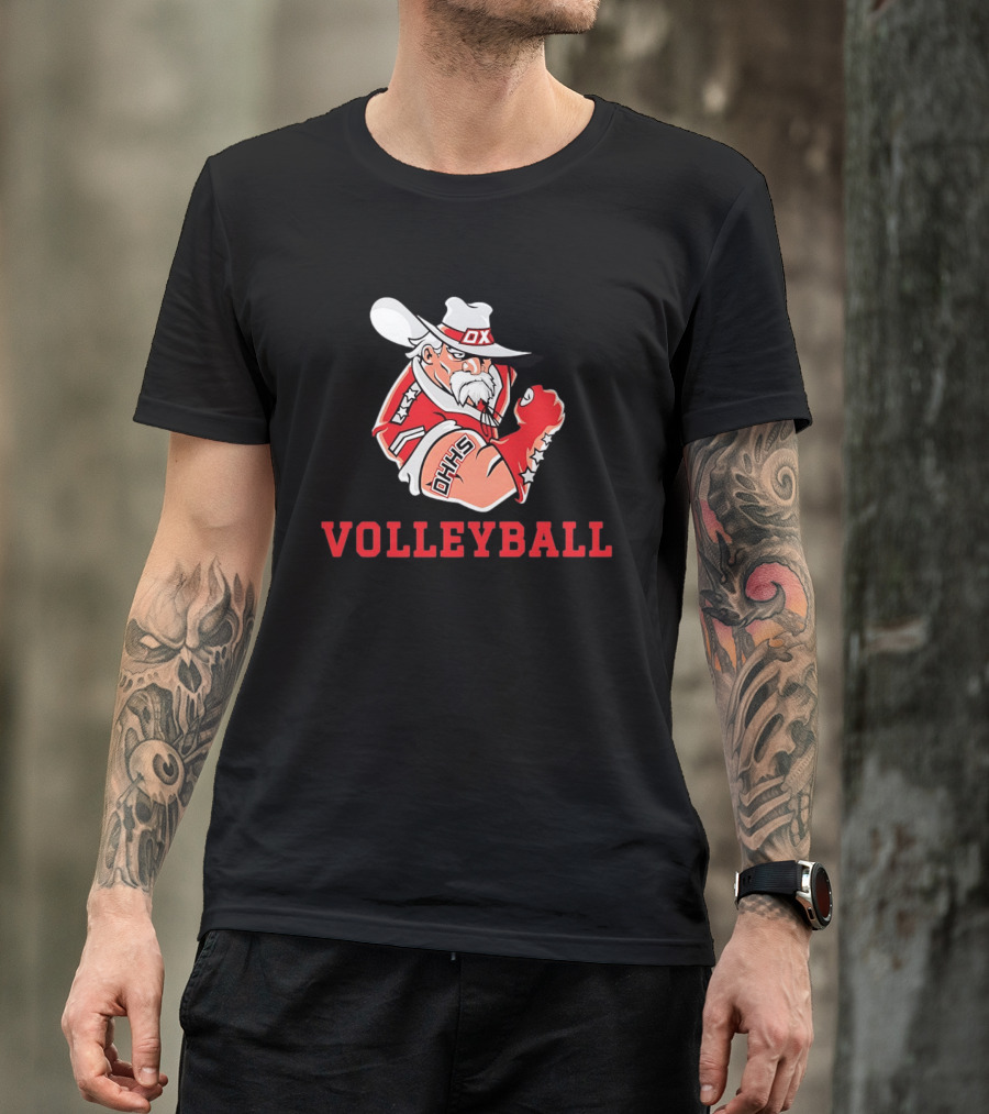 DHHS Volleyball Ox Mascot With Cowboy Hat And Gloves T-Shirt