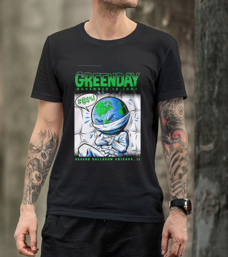 Greenday November 18 1994 Aragon Ballroom Chicago IL Earth T-Shirt