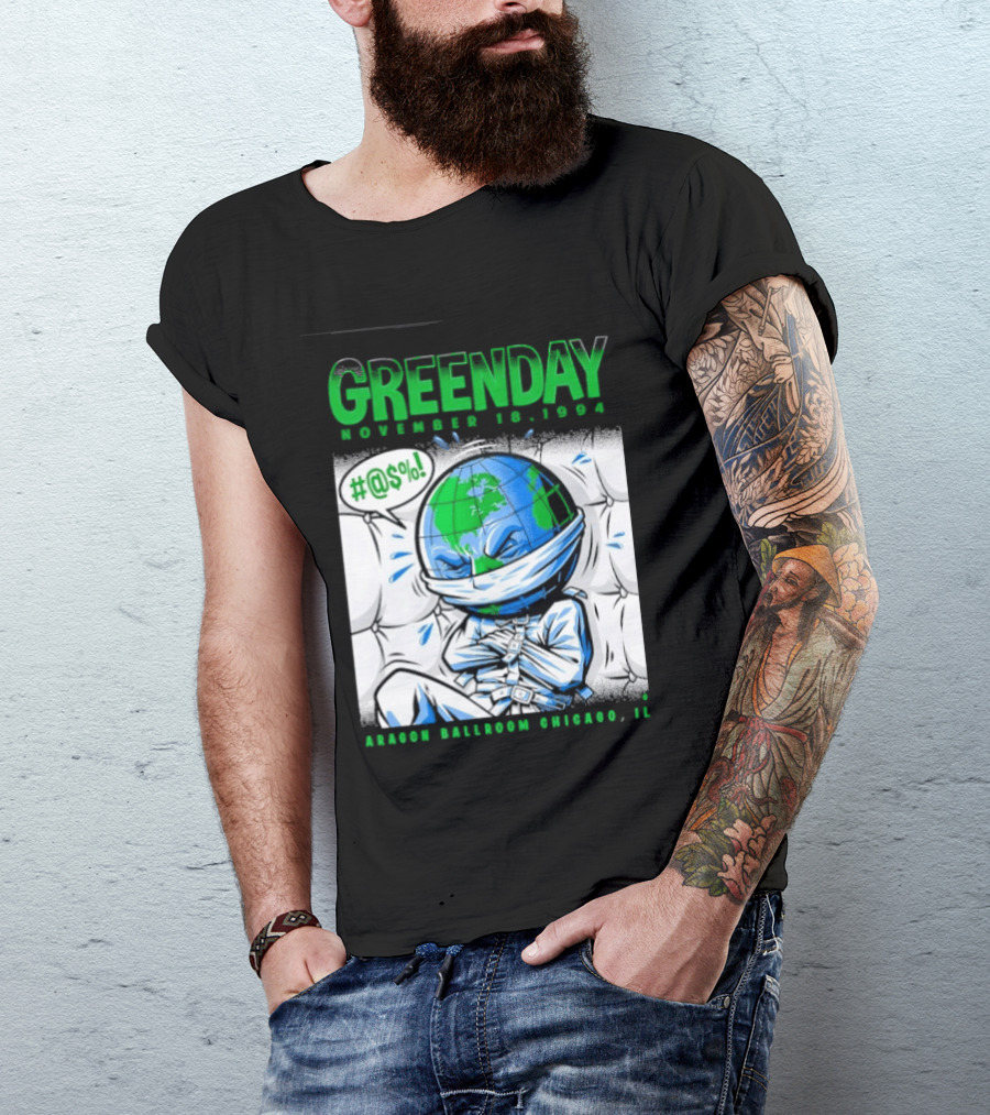 Greenday November 18 1994 Aragon Ballroom Chicago IL Earth T-Shirt